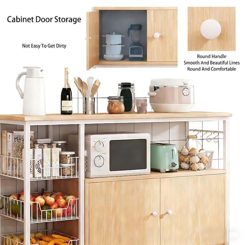 Modern Wooden Kitchen Utility Storage Buffets Shelf with Cabinet