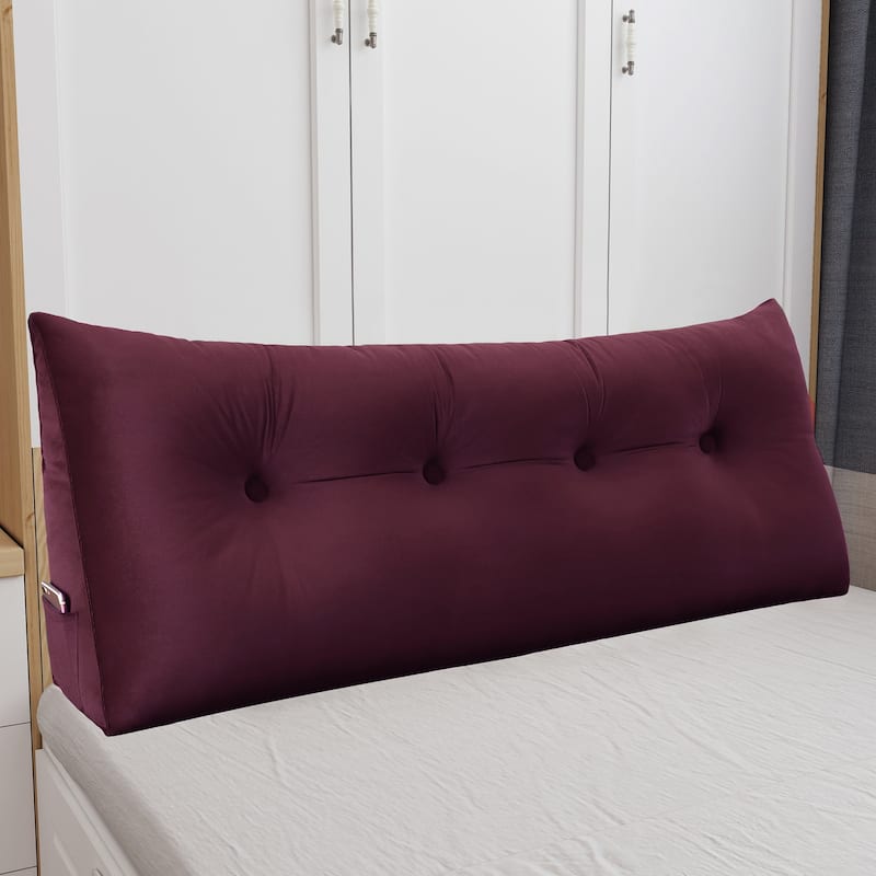WOWMAX Bed Rest Reading Wedge Headboard Pillow Velvet Red