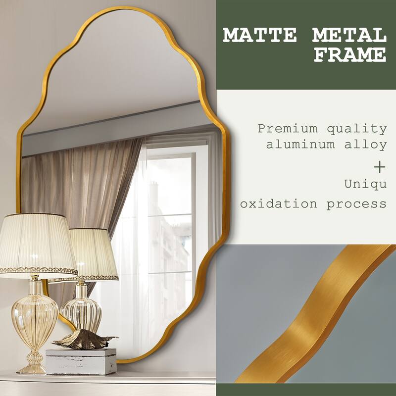 Scalloped Aluminum Alloy Framed Irregular Wall Mirror