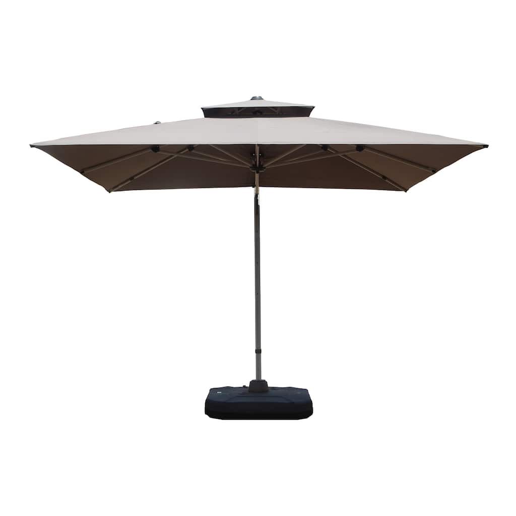 10x10 Square Cantilever Umbrella with Center Pole, Gray, 360° Rotation, 5-Position Tilt, Hydraulic Opening, UPF 50+