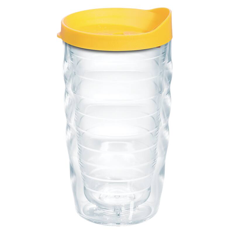 Tervis Clear & Colorful Lidded Made in USA Double Walled Insulated Travel Tumbler, Yellow Lid - 10oz Wavy - 10oz Wavy