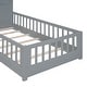 preview thumbnail 11 of 9, Twin Size Floor Bed for Kids, House Bed with Window & Bedside Drawers, Kids Bed with Shelves & USB Port, Grey