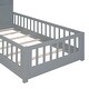 preview thumbnail 11 of 9, Twin Size House Bed w/Window & Bedside Drawers,Sockets & USB Port,Grey