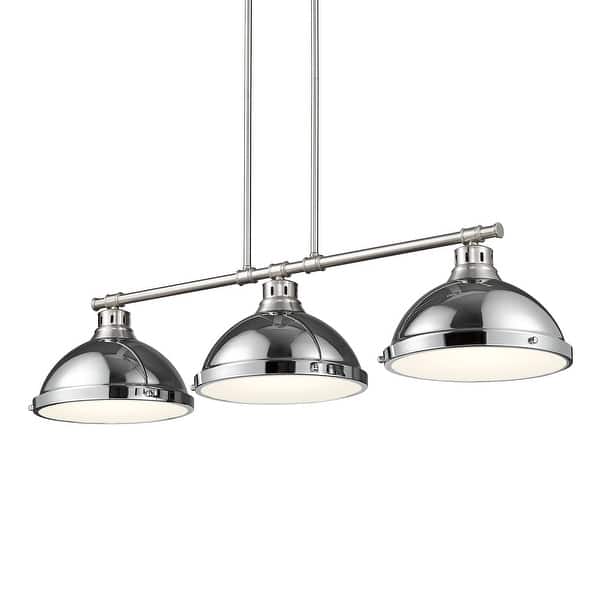 slide 2 of 3, Yep by Golden Lighting Duncan 3-light Island Light in Pewter and Chrome shade