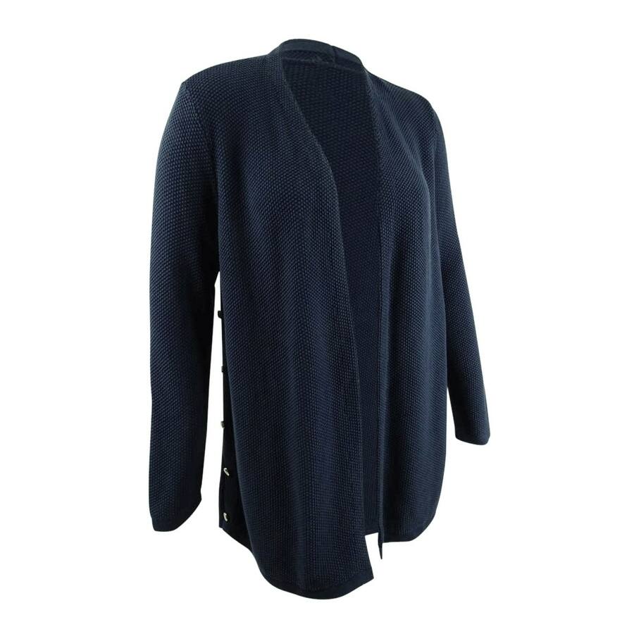 JM Collection Women's Cotton Side-Button Open-Front Cardigan