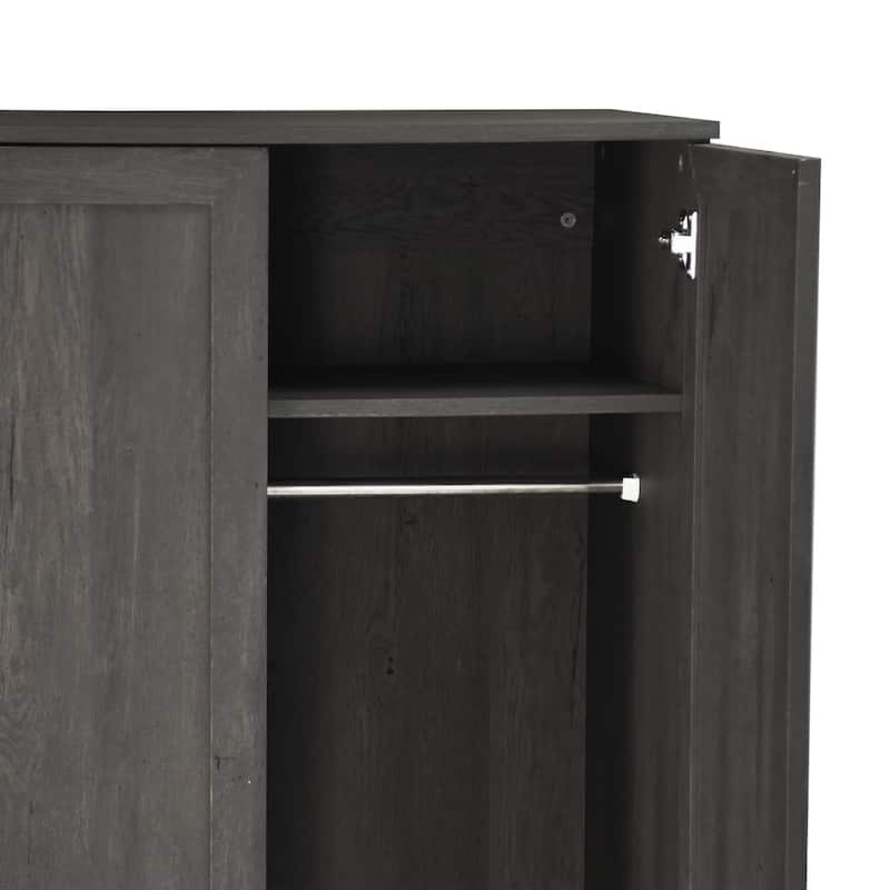 Classic Dual Door Design Wardrobe With Suspension rod Multi -Layer Shelf for Bedroom Wardrobe Storage Cabinets