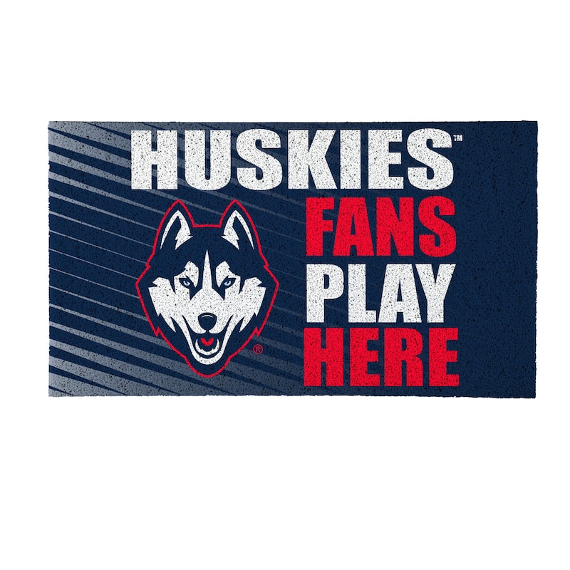 28 in. x 16 in. University of Connecticut "Fans Play Here" PVC Door Mat