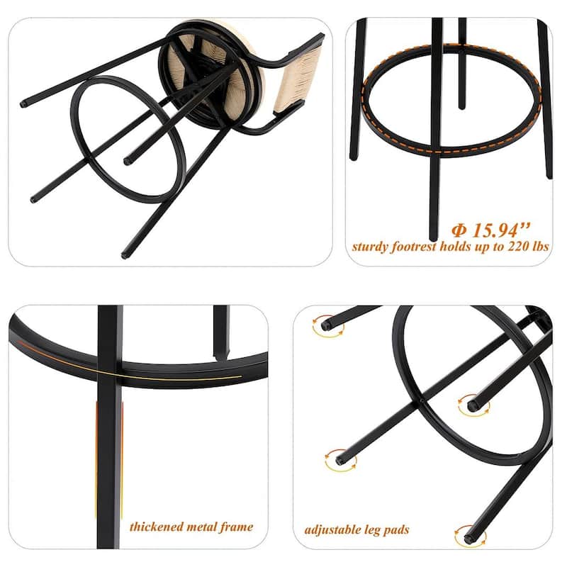 Hand-Woven Swivel Bar Stools Set of 2
