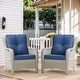 preview thumbnail 66 of 89, Outdoor Wicker High Back Club Chair with Cushions (Set of 2) LightGrey/Blue