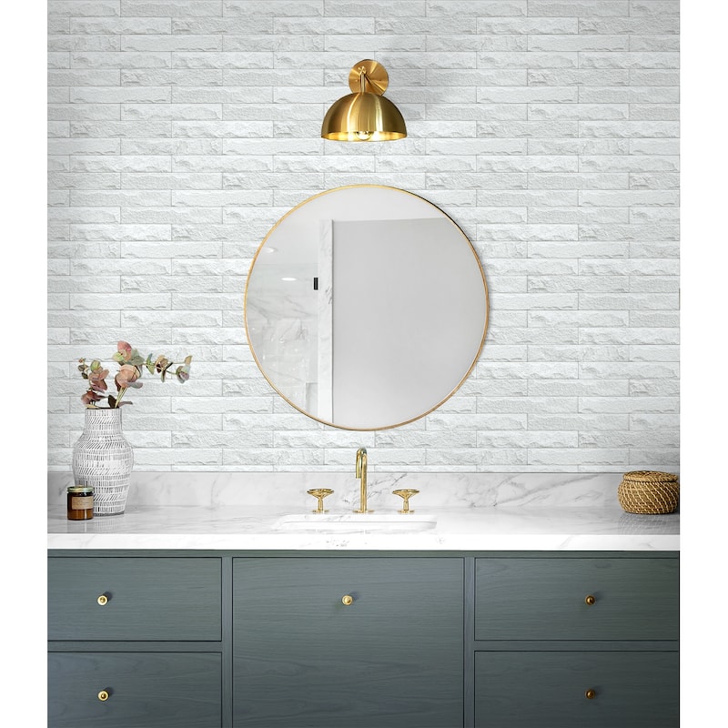 NextWall Faux Limestone Brick Peel and Stick Removable Wallpaper - 20.5 in. W x 18 ft. L