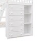 preview thumbnail 11 of 29, Twin Over Full Wooden Bunk Bed with Six Drawers & Three Flexible Shelves, Wooden Bunk Bed Bottom Bed with Wheels for Family