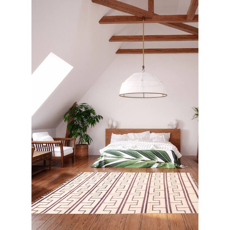 ECARPETGALLERY Hand-knotted Pak Finest Marrakesh Cream Wool Rug - 6'11 x 9'8