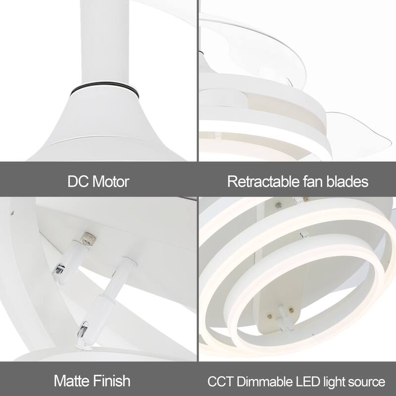 Oaks Aura 42in. DIY Shape Retractable Ceiling Fan With Lights, 6-Speed Latest DC Motor Color Changing Remote Control Ceiling Fan