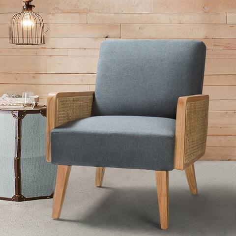 Carmina Upholstered Accent Chair with Natural Rattan Arms by HULALA HOME