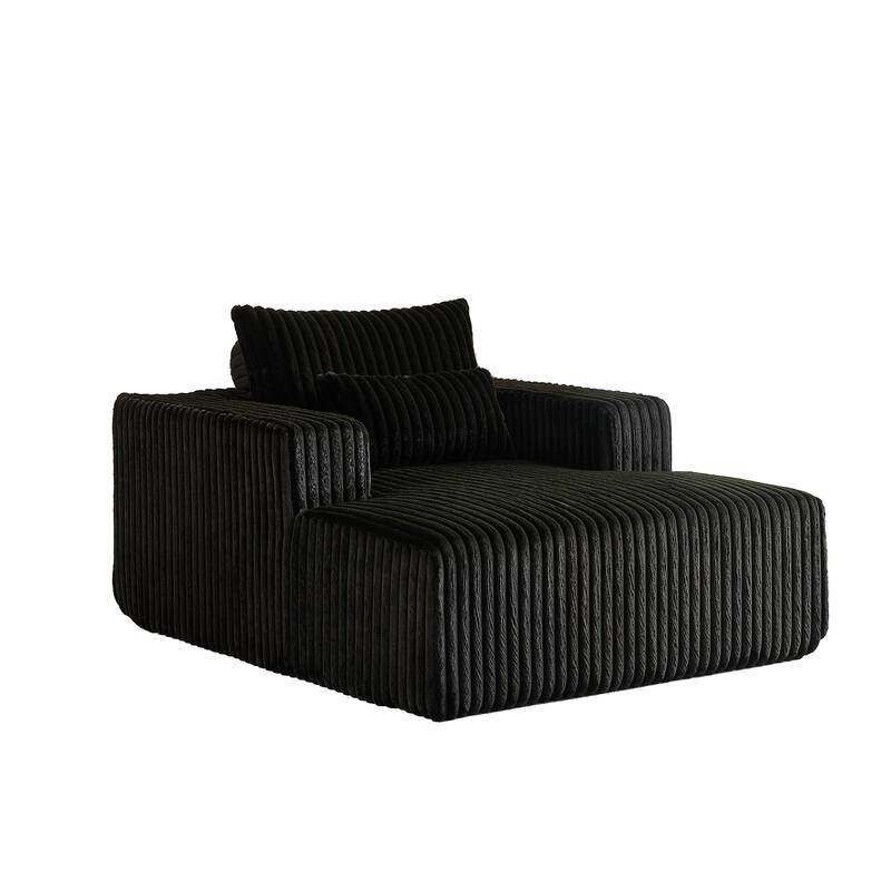 Fluffy 62.5-Inch Corduroy Lounge Chair, Modern Sleeper Sofa for Living Room or Bedroom - Ready to Use, No Assembly