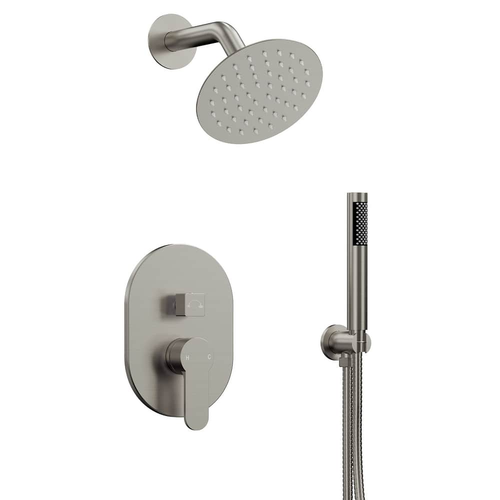 GRANDJOY Dual Shower Kit with Round Rainfall Head and Hand Shower, Lever Control Valve