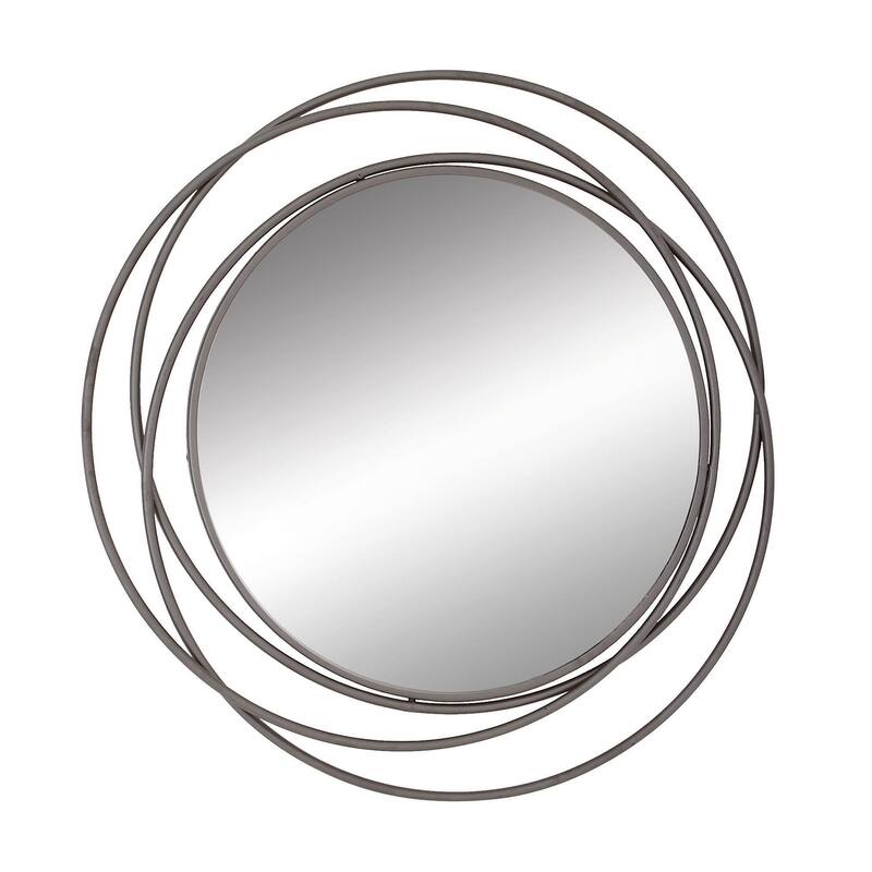 Metal Wall Mirror with Overlapping Circles - Gray or Gold - Roche River Decor - Gray