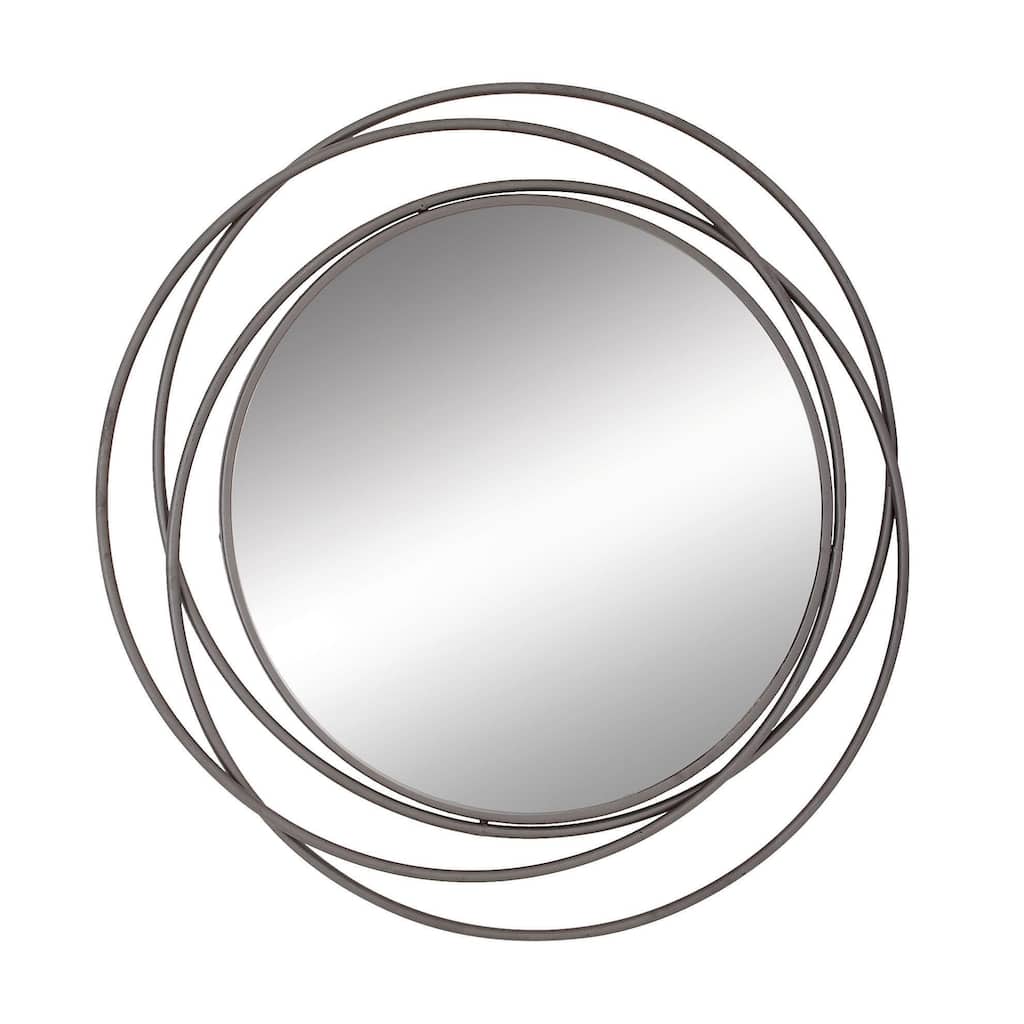 Metal Wall Mirror with Overlapping Circles - Gray or Gold - Roche River Decor