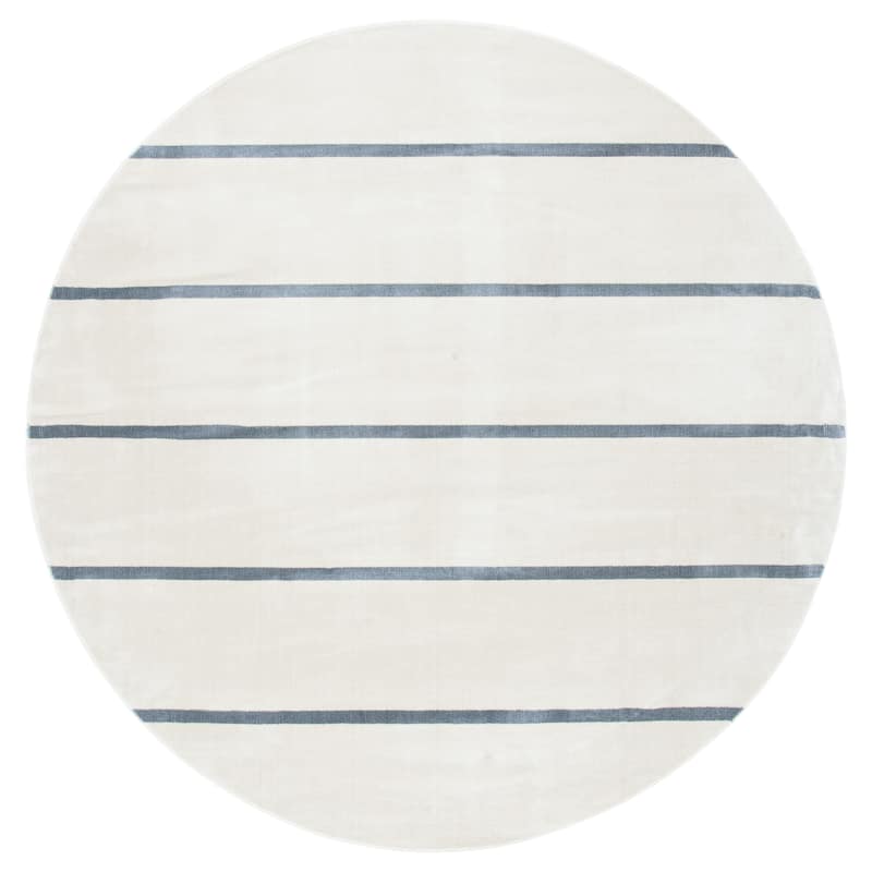 SAFAVIEH Orwell Fleda Modern Stripe Rug - 6'7" Round - Ivory/Grey