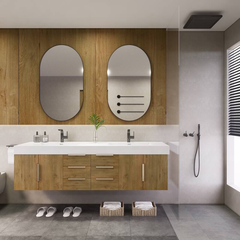 Noble 72" Floating Vanity with Reinforced Acrylic Double Sink