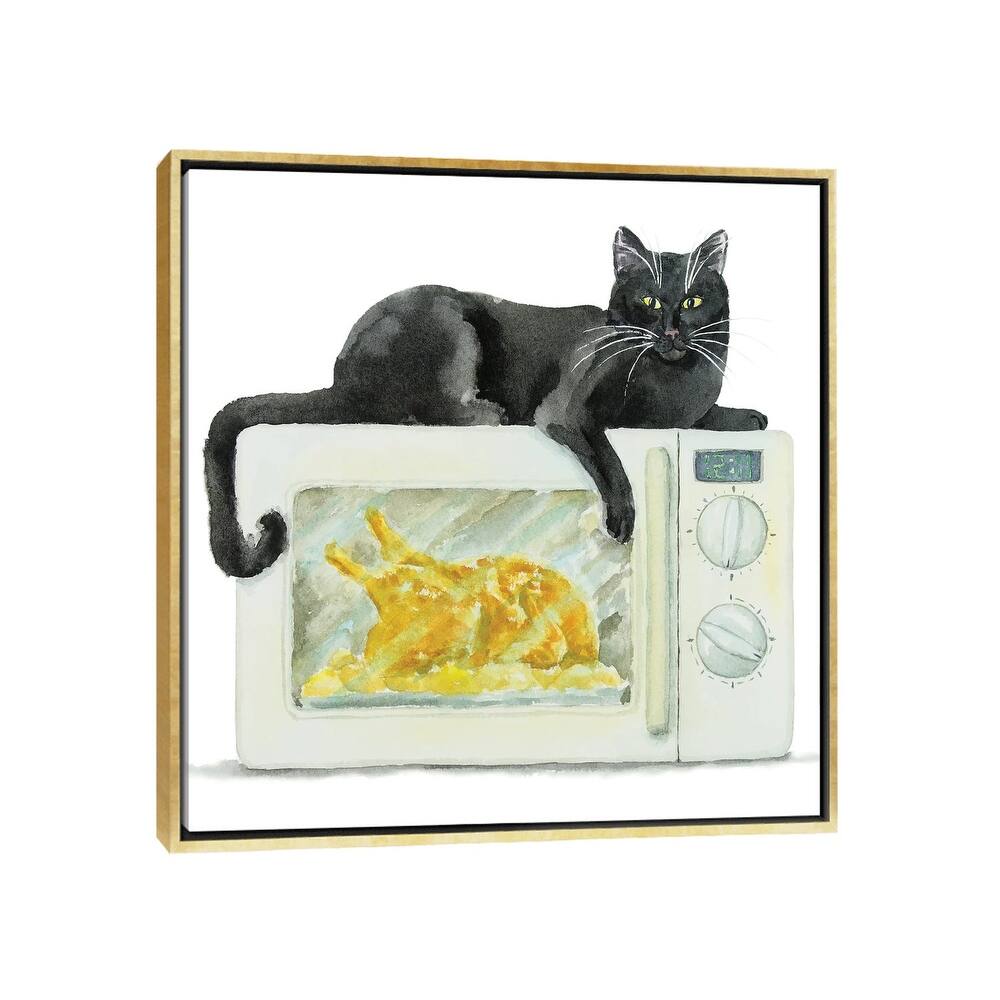 iCanvas "Black Cat On The Microwave" by Alexey Dmitrievich Shmyrov Framed