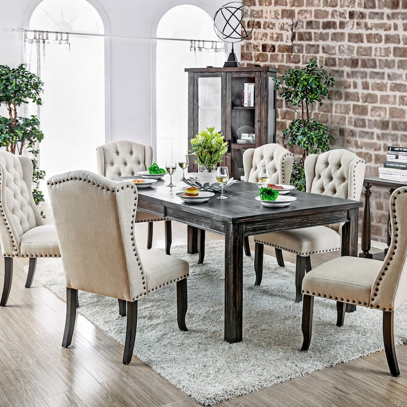 Furniture of America Tays Contemporary Black Solid Wood Dining Table