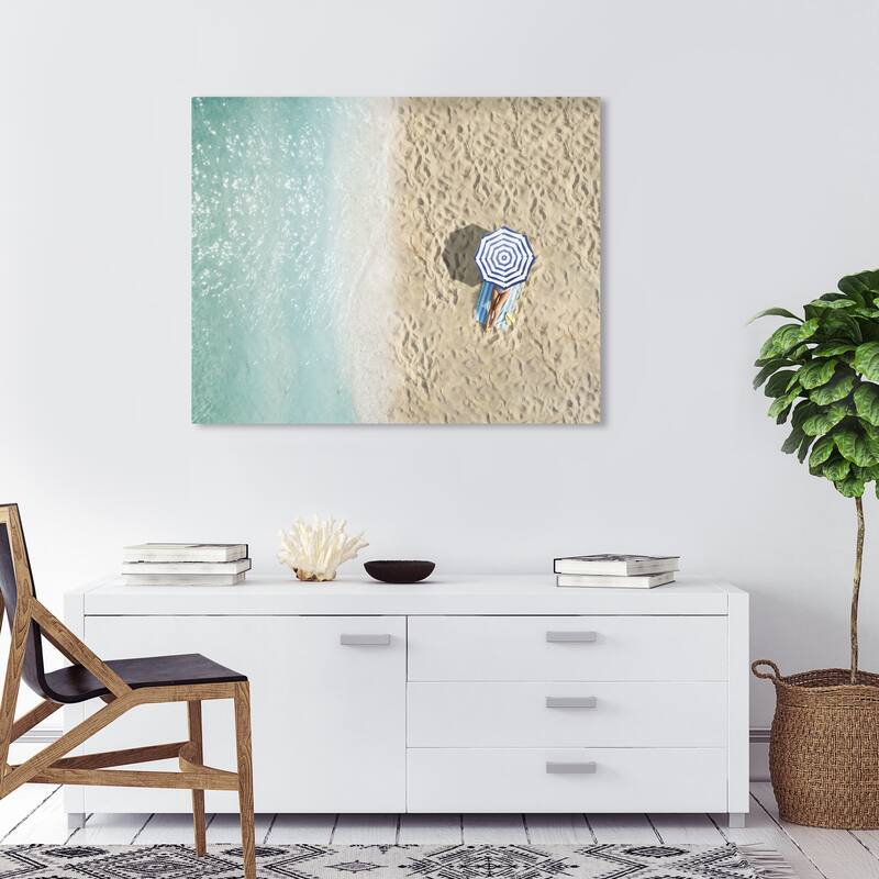 Wynwood Studio Fashion and Glam The beach all for Me Blue and Light Brown Glam Wall Art Canvas Print - 30 x 36