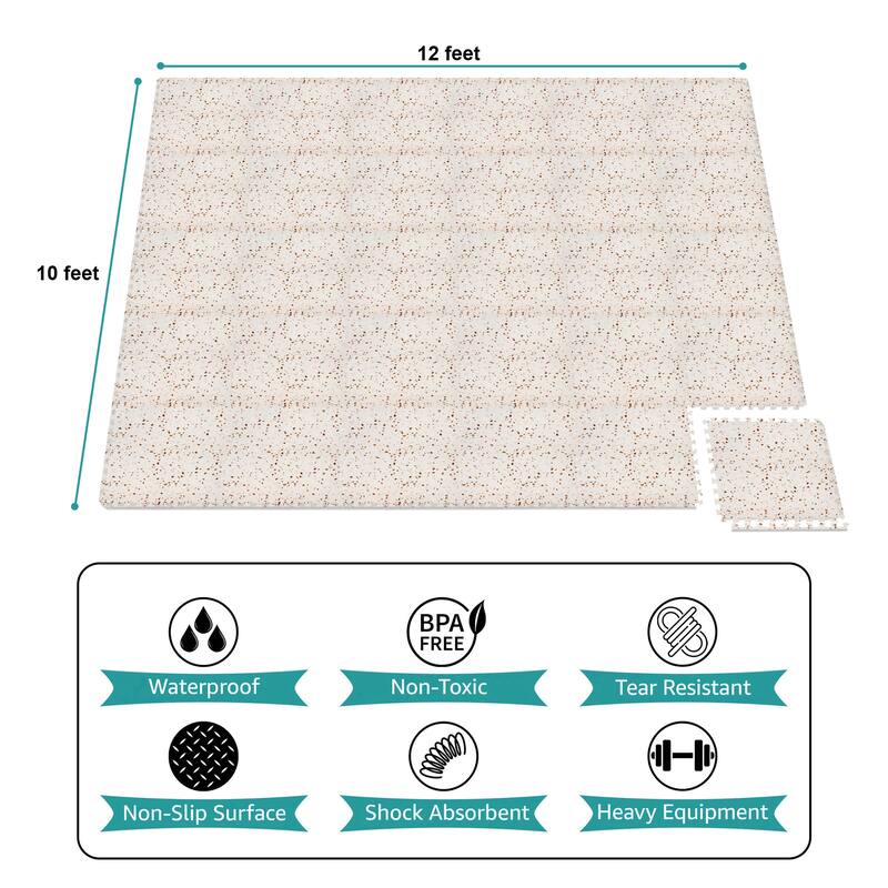 Sorbus 120 Sq. Ft. Wood Grain Floor Tiles Foam Mat EVA Interlocking Mats Tile 3/8-Inch Thick Flooring Wood Puzzle Exercise Mats