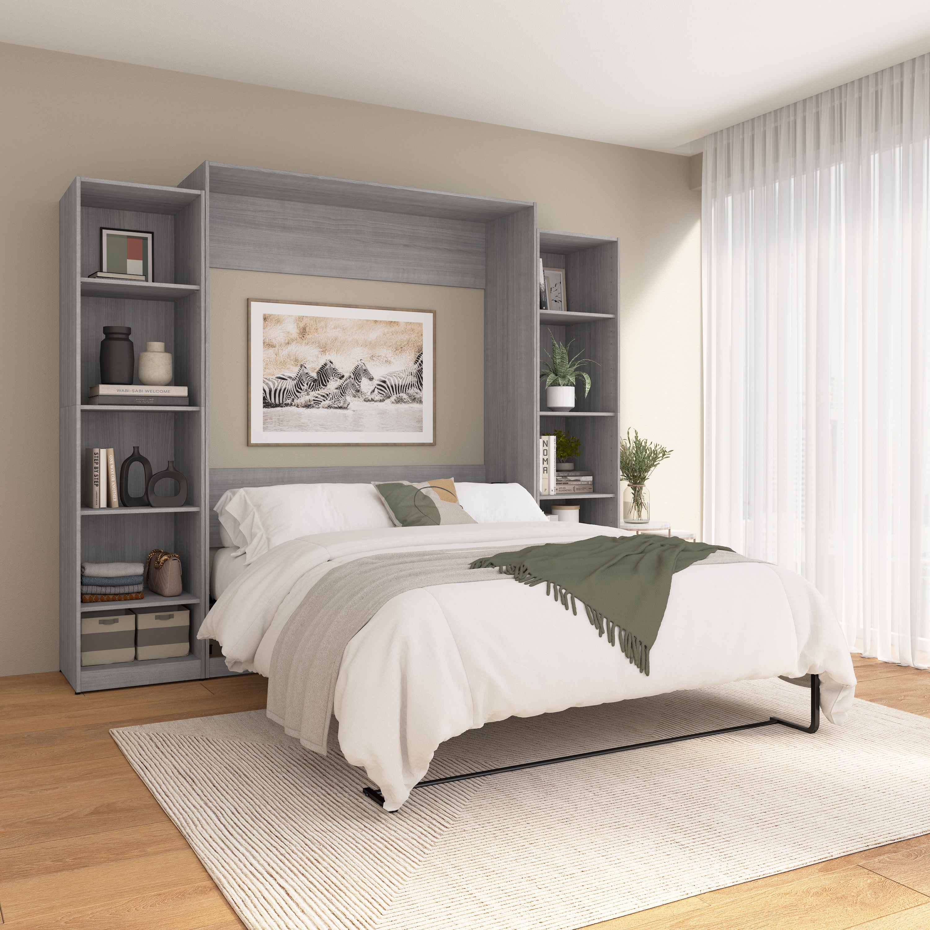 Claremont Queen Murphy Bed with Closet Organizers (105W) by Bestar