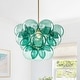 preview thumbnail 20 of 63, Glam Single-light Dining Room Glass Globe Bubble Chandelier - 17.7 in Brass-Solid Green