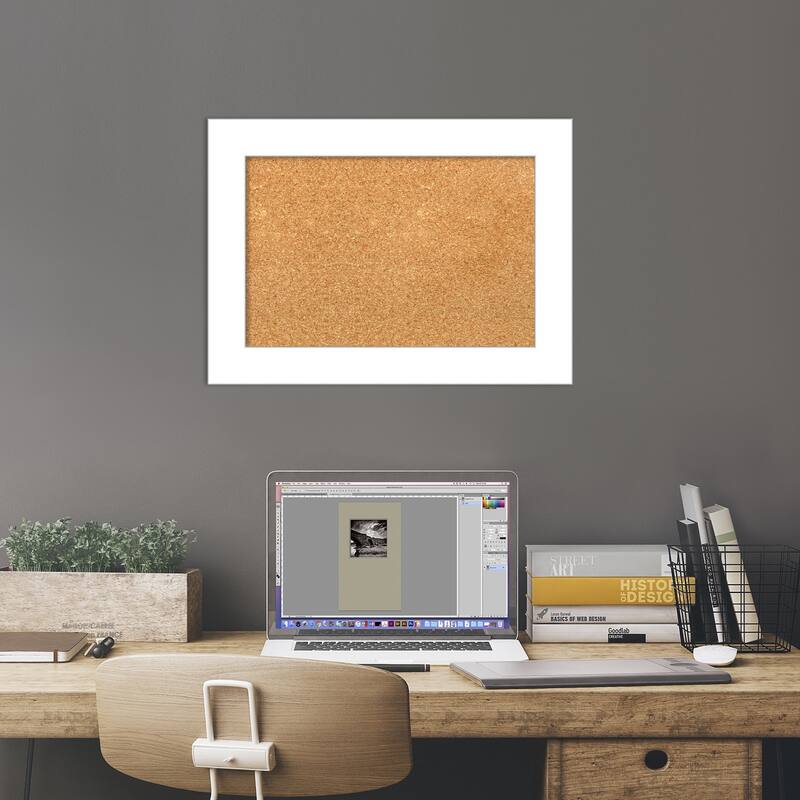 Wedge White Framed Cork Bulletin Memo Board