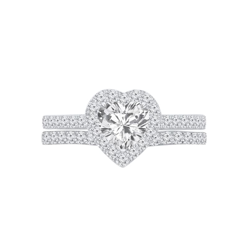 Auriya 1 1/2ctw Heart-cut Halo Diamond Engagement Ring Set 14k Gold