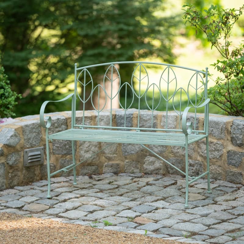 42 in. Sage Leaf Metal Garden Bench - 42 in