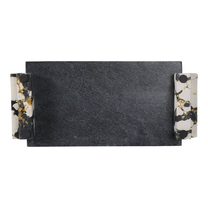 Stone Marble Tray Rectangular Modern Design Home Office - 2" Black - 18" x 8" x 2"