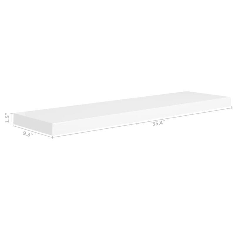 Zyno Floating Wall Shelf, 35 Inch, Glossy White MDF Body