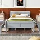 preview thumbnail 1 of 11, Queen Size Bed Frame Solid Pine Wood Construction Storage Bed Curved Legs Design Platform Bed with Headboard & 4 Drawers, Grey Grey - Queen