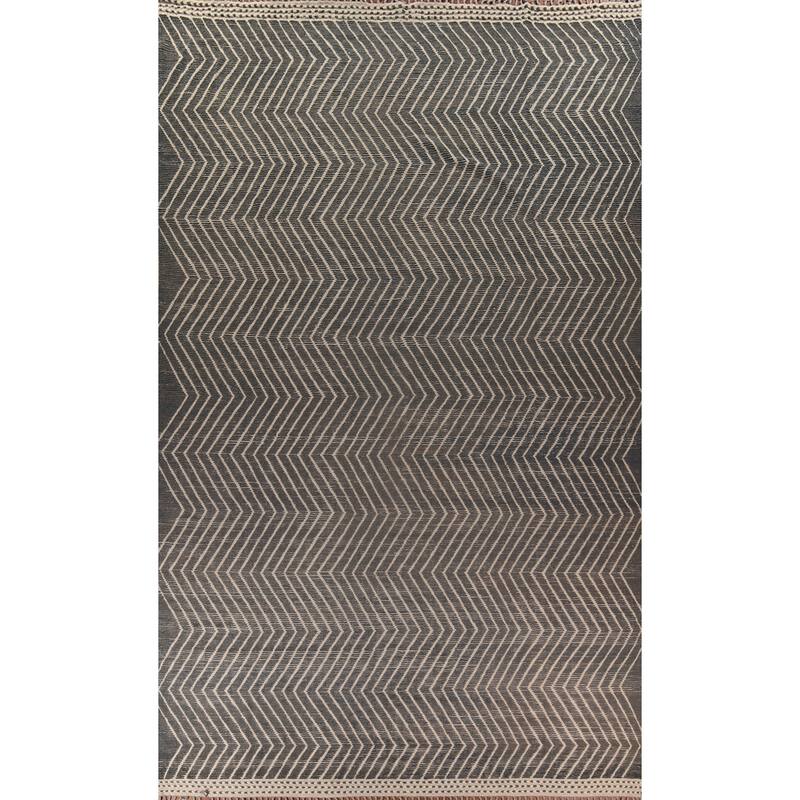 All-Over Chevron Style Moroccan Oriental Rug Hand-Knotted Wool Carpet - 11'9"x 18'7"