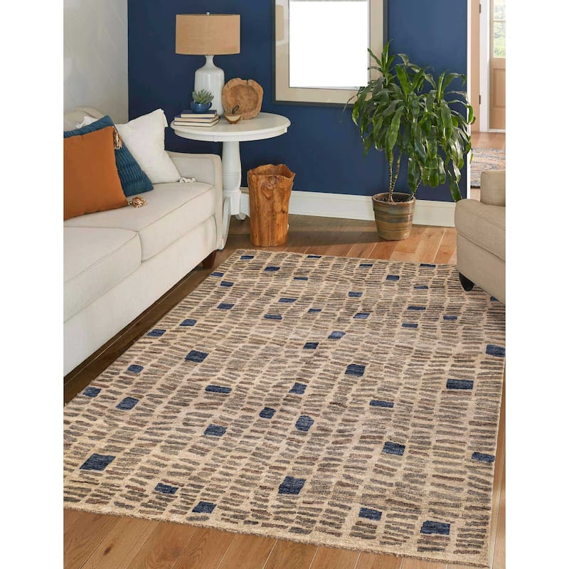 ECARPETGALLERY Hand-knotted Tangier Light Khaki Wool Rug - 8'1 x 9'9
