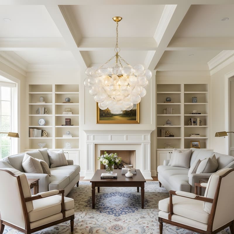 Gold Bubble Ball Chandelier, LED Pendant Light with Glass Globes