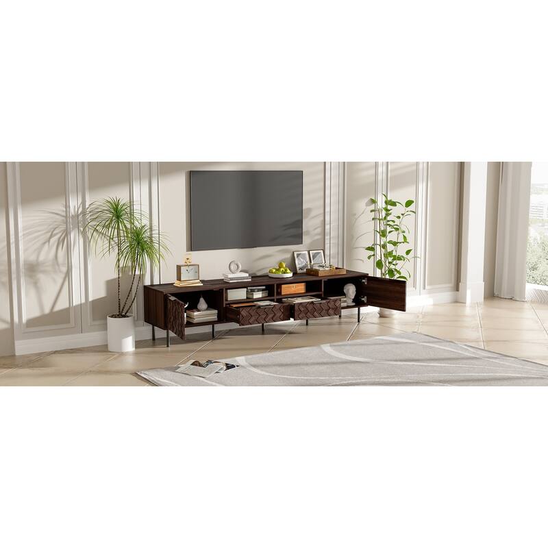 78 inch Modern TV Stand for TVs up to 85", Entertainment Center with Closed Storage & Cable Management