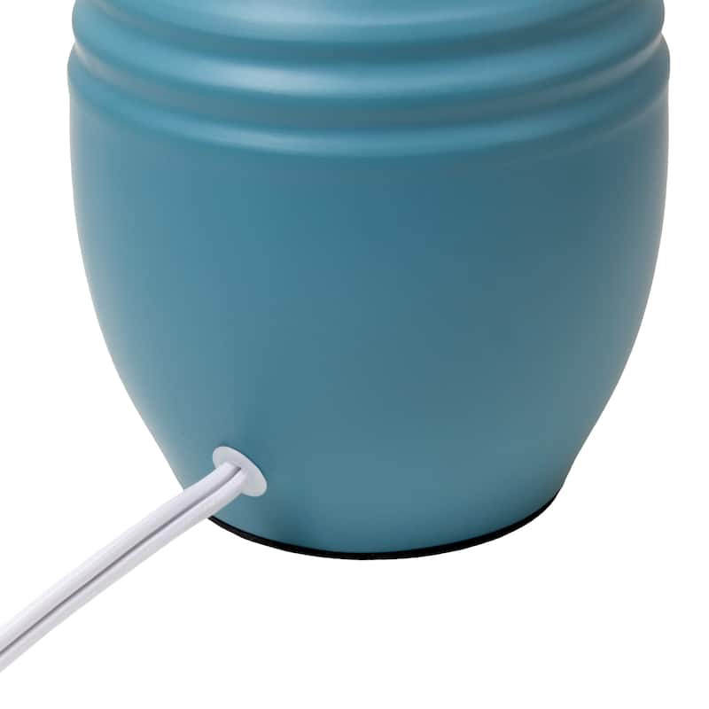 Ceramic Mini Jar Table Lamp with Fabric Drum Shade for Bedroom, Living Room - 6 x 6 x 13 in. (L x W x H)