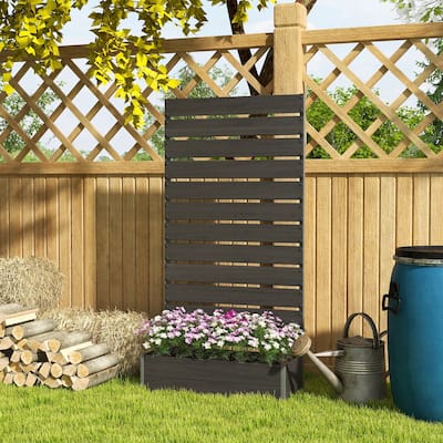 Outsunny Raised Garden Bed with Trellis for Climbing Plants, Planter Box with Self Draining Gap, Freestanding Trellis Planter