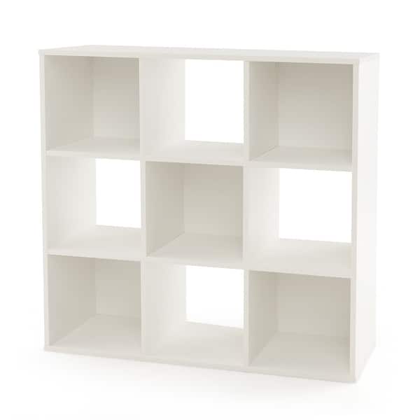 slide 2 of 7, Wooden Kids Bookcase with Storage Cubbies and Anti-toppling Devices-White - 35.5"L x 11.5"W x 35.5"H White