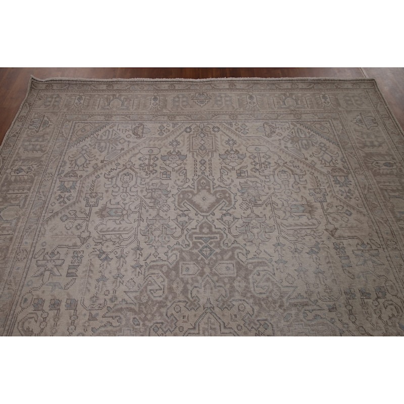 Distressed Tabriz Persian Vintage Rug Handmade Oriental Wool Carpet - 6'3" x 9'6"