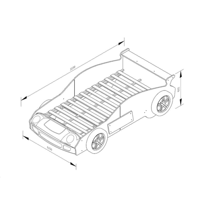 Kids Police Car Floor Bed with LED Light - Twin Size Role Play Bed for Boys & Girls