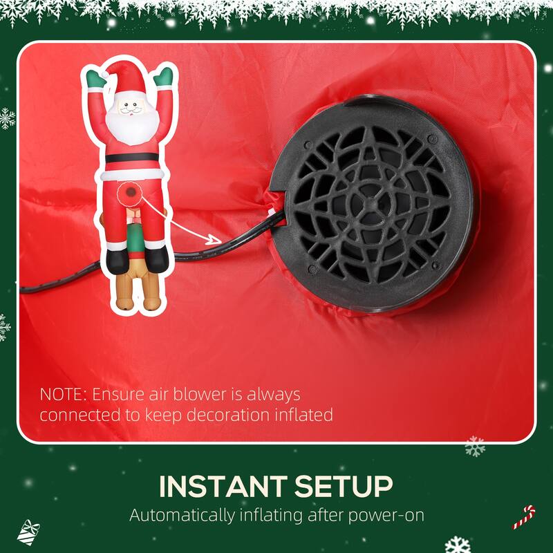Outsunny 7FT Hanging Christmas Inflatable Santa with Dog, Christmas Blow Up Decoration with Built-in LED Lights for Garden - red