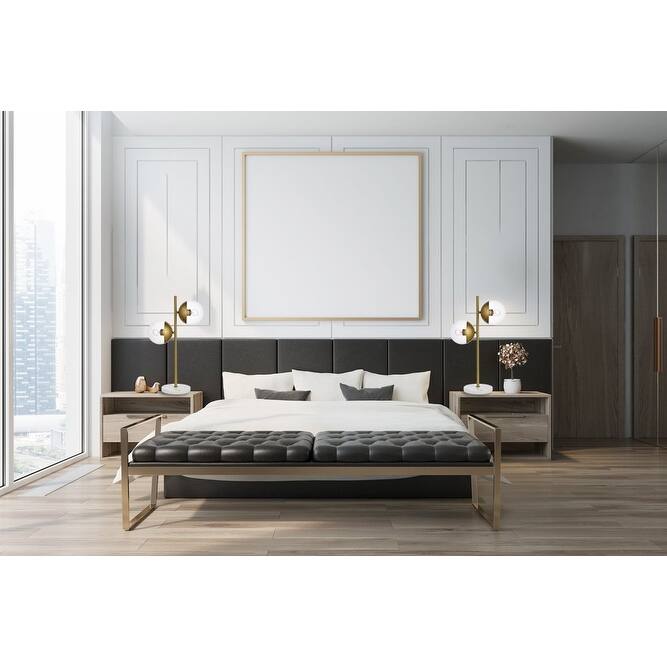 2-Light Table Lamp with Clear Glass - Brass