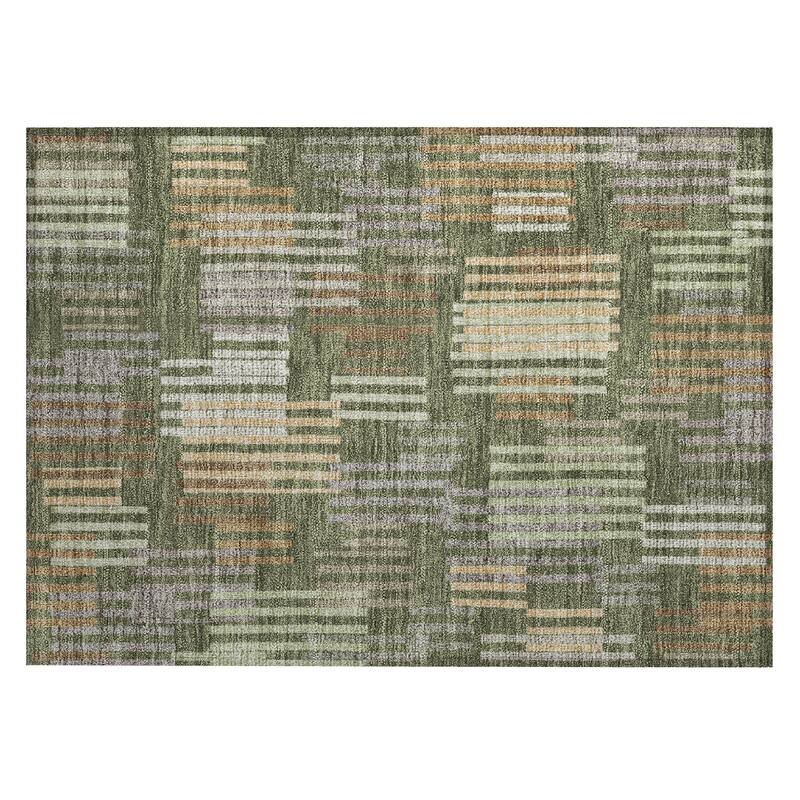 Machine Washable Indoor/ Outdoor Modern Pines Chantille Rug
