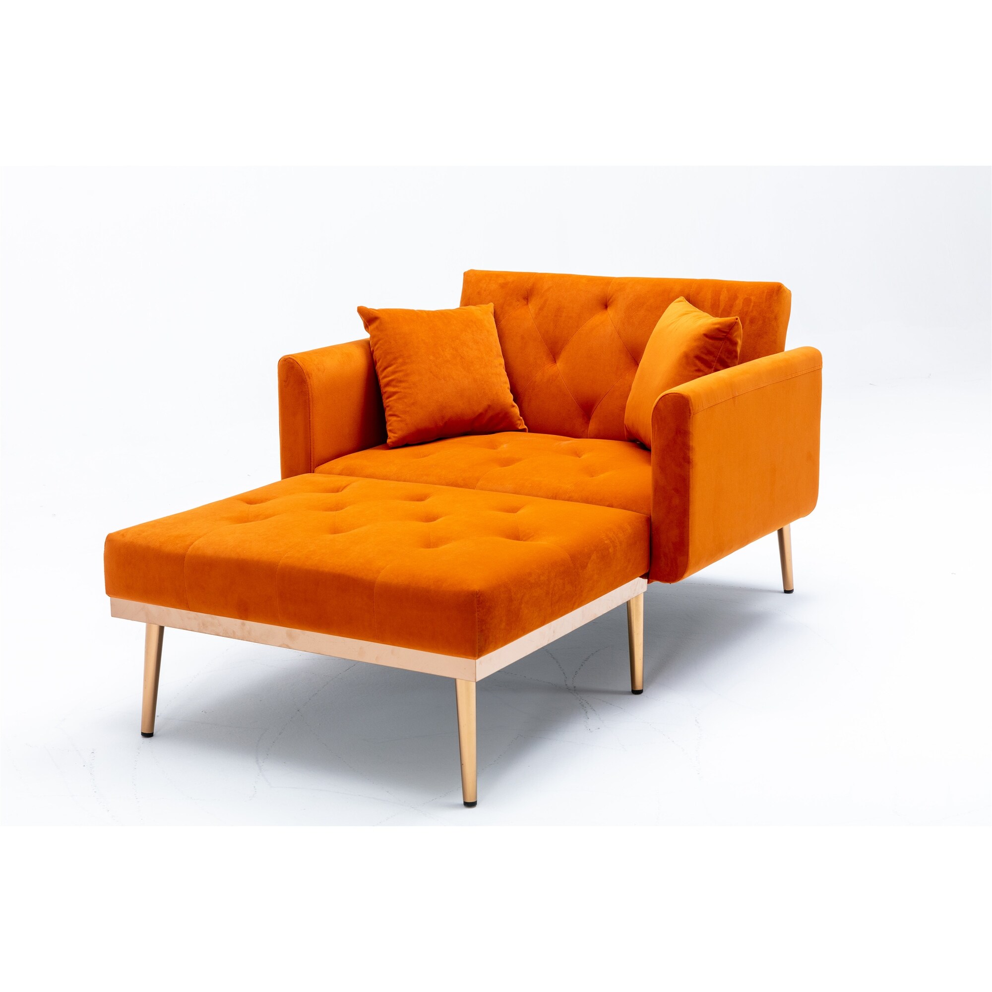 Orange velvet chaise discount lounge