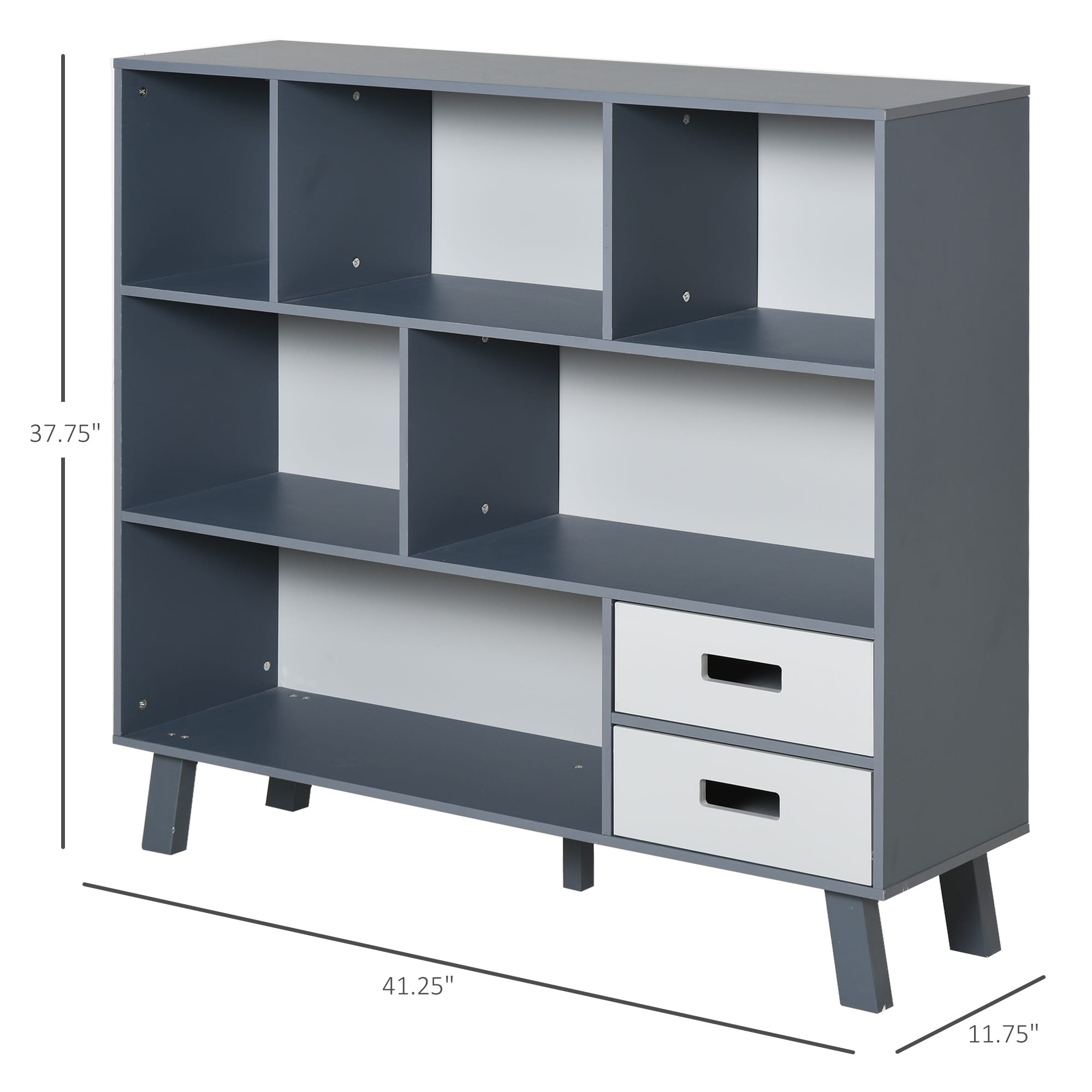 Homcom Children Cabinet Storage 3 Drawer Open Shelf Large Kids Living Room Bedroom Furniture Toy Storage Unit Blue White 105 X 40 X 81 Cm Children S Furniture Cabinets